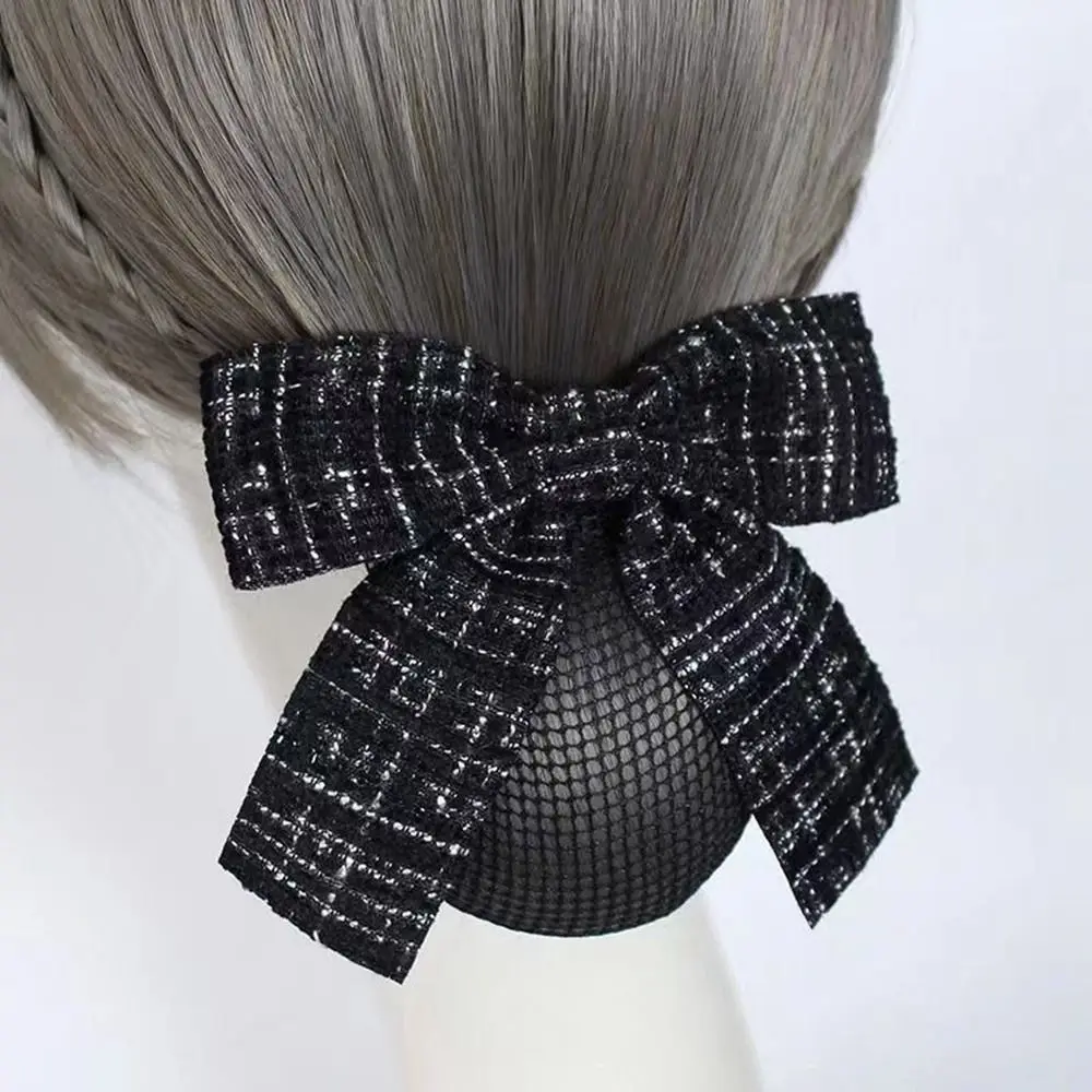 

Pearl Cloth Bowknot Ponytail Clip Flower Women Spring Clips Hairgrips Cover Net Korean Bun Snood Professional Headdress
