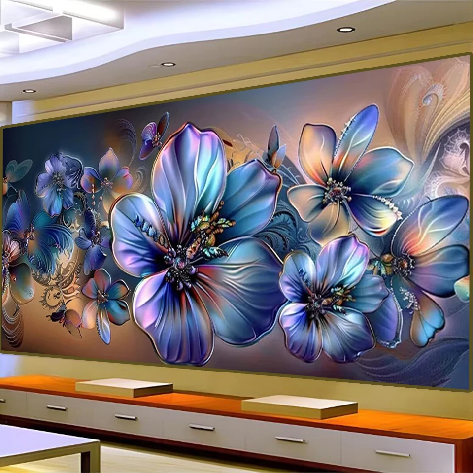 

5D Пейзаж Фэнтези Красивые Фиолетовые Синие Золотые Цветы Diy Алмазная Художественная Живопись Наборы Для Вышивки Крестом Мозаика Домашняя Вышивка