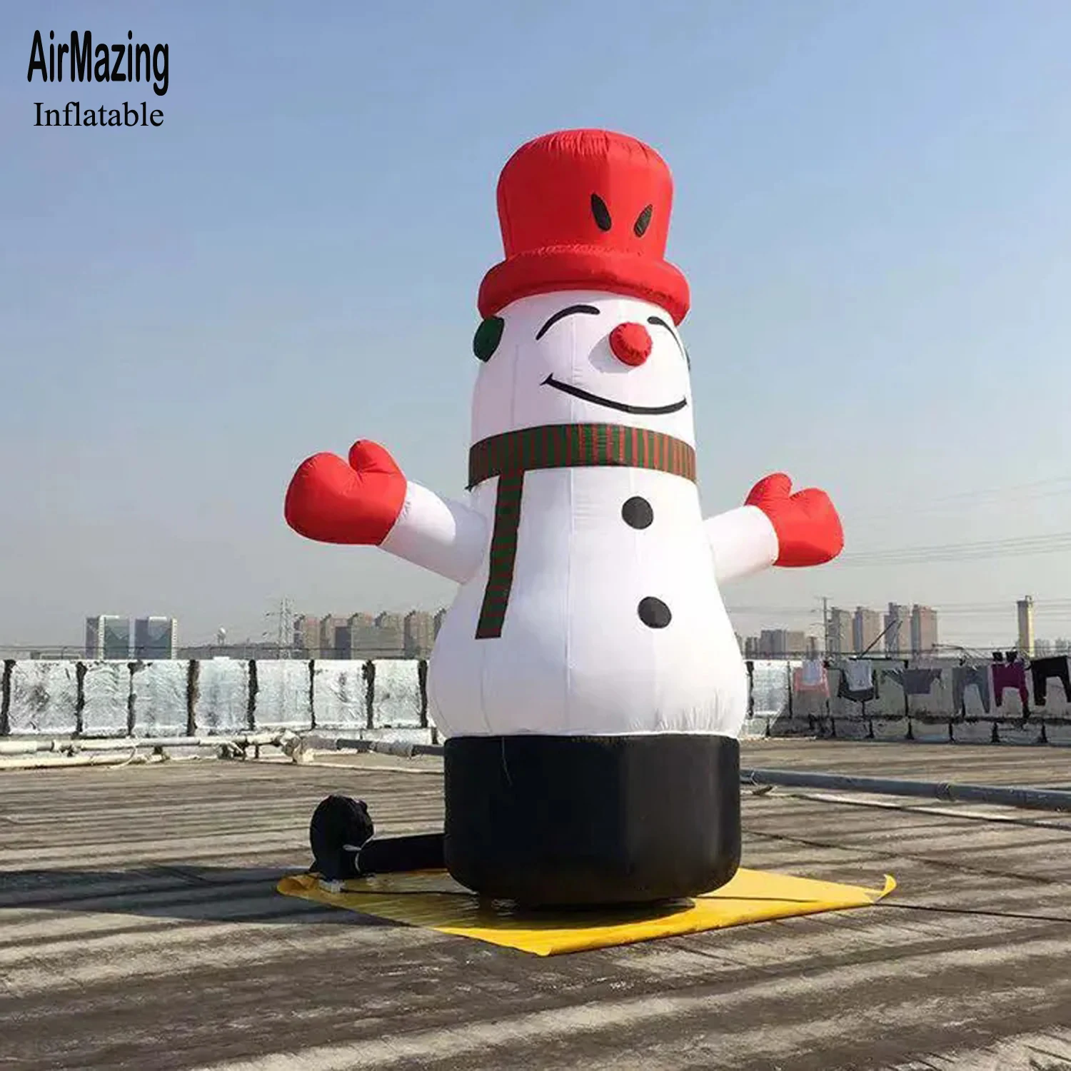 Pupazzo di neve gonfiabile di natale gigante illuminato da 20 piedi con ventilatore per la decorazione dell'iarda di natale all'aperto giardino prato festa di natale esplosione