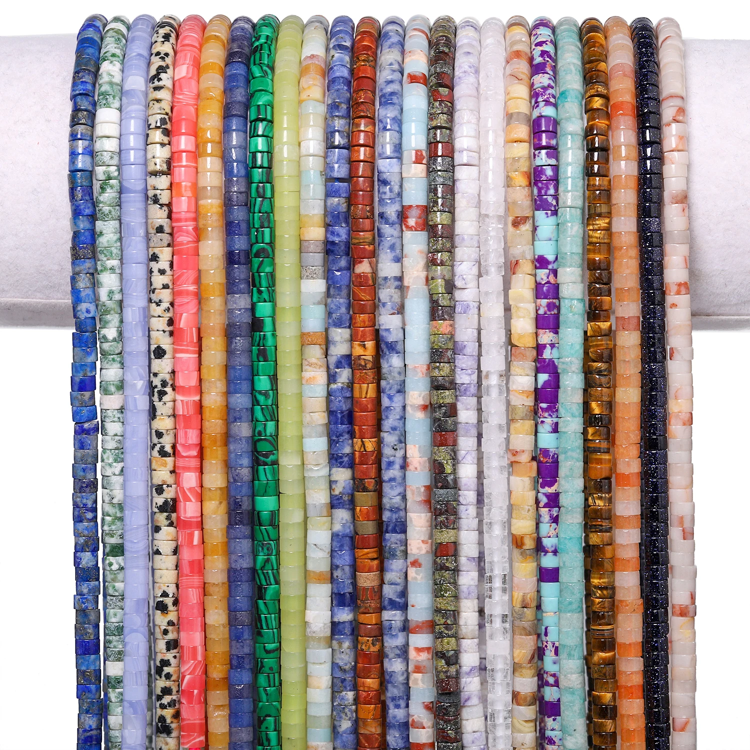 4x2mm Rondelle Naturstein Amazonit Achat Lapislazuli Perlen Zylinder-Abstandsperlen für Schmuckherstellung Zubehör DIY Armbänder – Detail 3