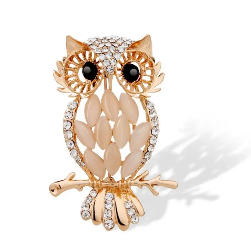 Trendy Sparkling Rhinestone Owl Brooches For Women Exquisite Crystal Animal Bird Brooch Pin Fashion Party Office Jewelry Gifts