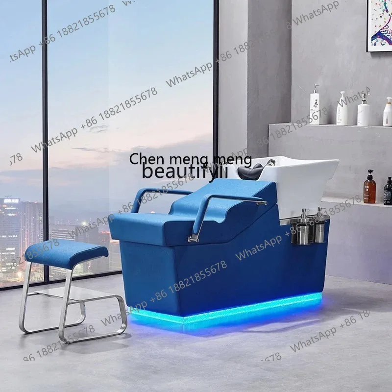 

S7486 ss European-Style Barber Shop with Lights and Shampoo Chair for Hair Salon for Hair Salon Flushing Bed