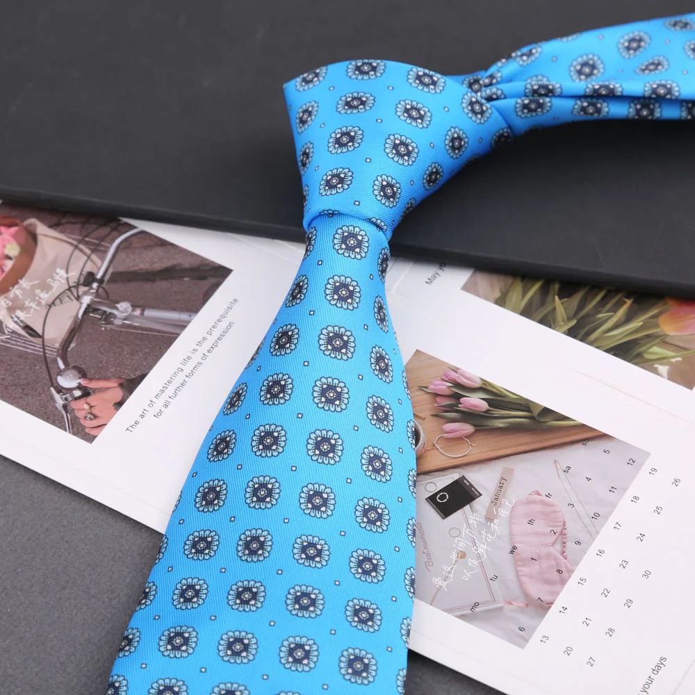 Klassische Krawatte für Herren, Seidenimitat, hochwertige Krawatten, weich, neuartig, gepunktet, mit Blumenmuster, Business- und Hochzeitsaccessoires, Geschenk – Detail 14