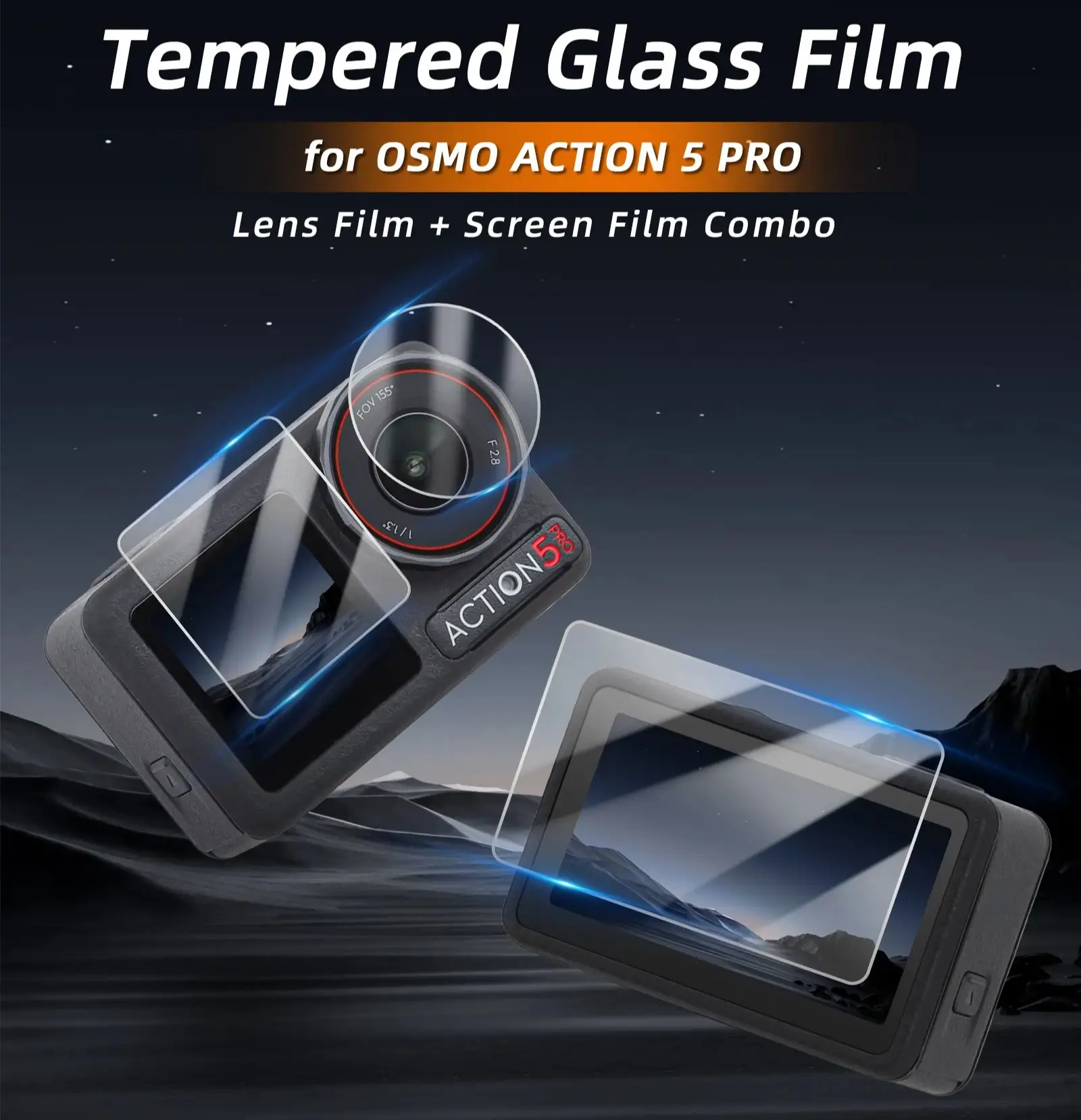 Protector de pantalla de vidrio templado ultrafino de 0,33mm para cámara DJI Osmo Action 5 Pro lente de dureza 9H LCD HD película antiarañazos