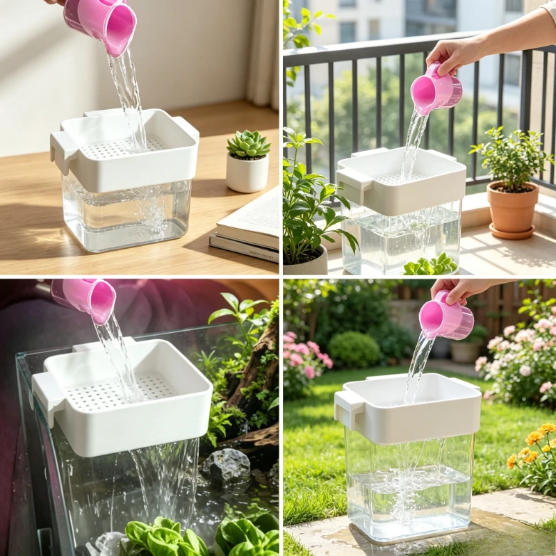 Aquarium-Wasserwechsler Fischbecken-Wasserflussverteiler Anti-Spritz-Halterung für Wasserpflanzen Sandschutz – Detail 5