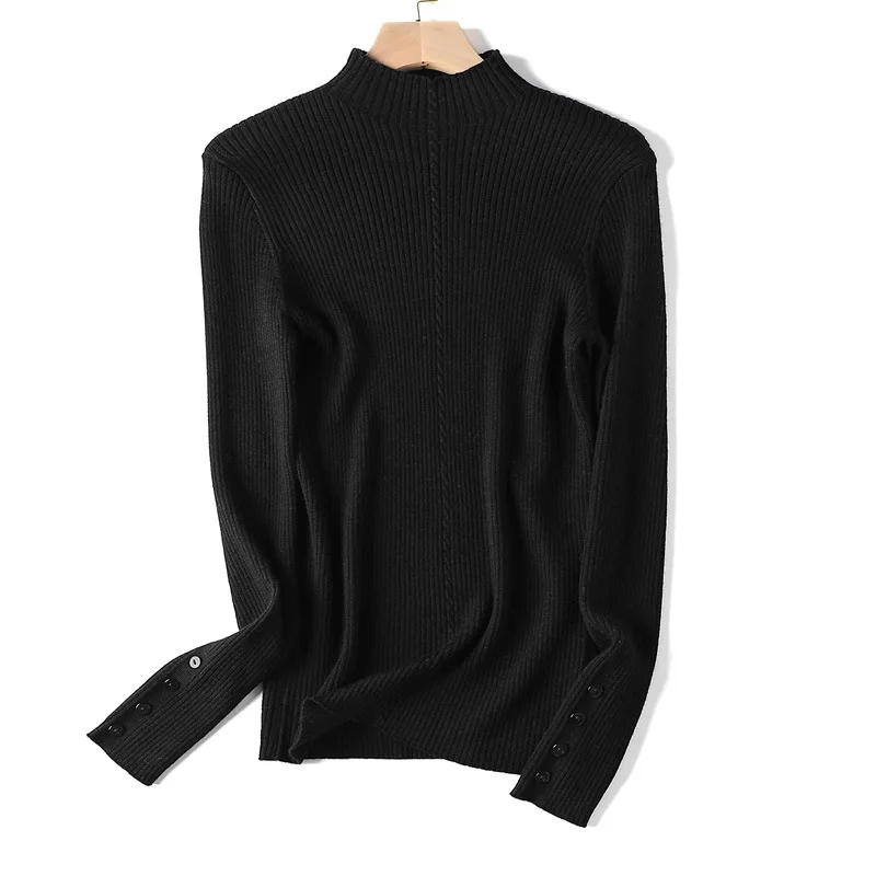 Birdtree 14Needles 100%Merino Wool Women Sweaters Half Turtleneck Long Sleeve Soft Knitwear Autumn Winter Warm Pullover T38035QM