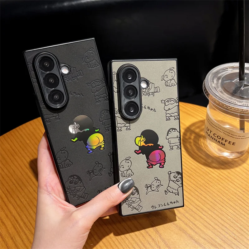 

Crayon Shin-chan Laser Phone Case for Samsung Galaxy Z Flip zflip4 zflip5 Z Fold 3 4 5 6 7 zfold7 FE shinchan Leather Cover﻿﻿