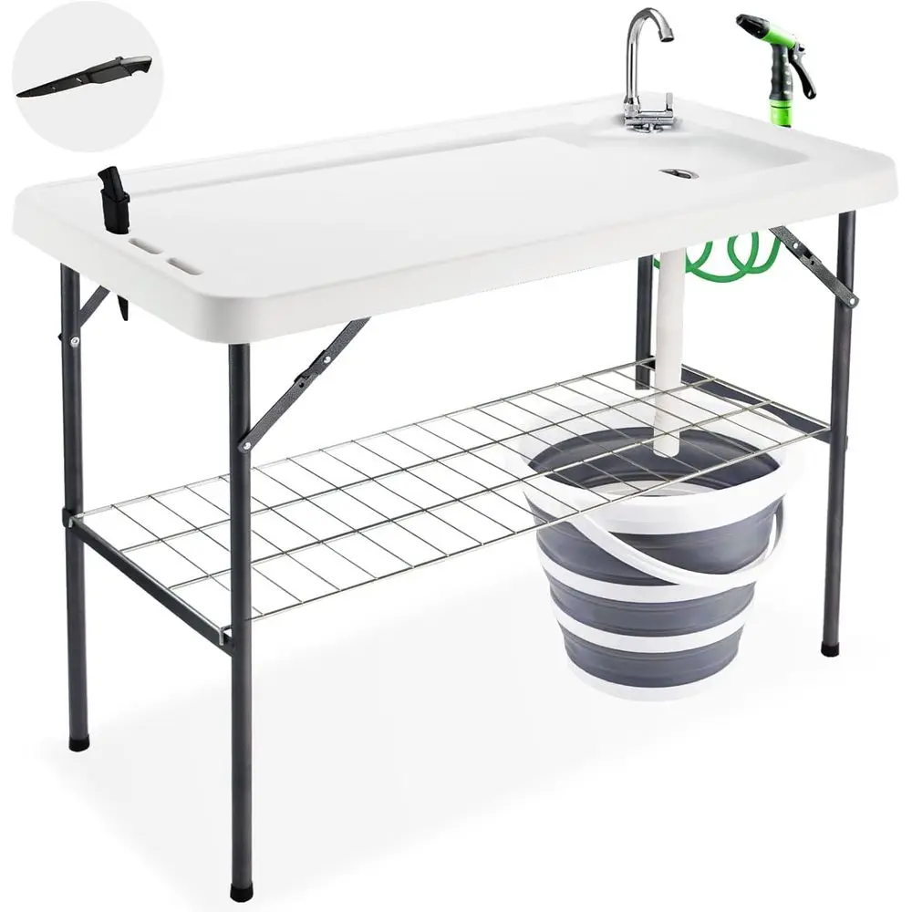 

Складной стол для чистки рыбы со складным ведром, портативная уличная филе-станция, стол для раковины для кемпинга с краном, дренажный Ho