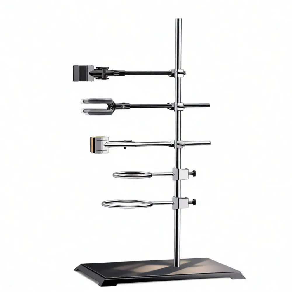 Premium Iron Laboratory Support Stand Base With Adjustable Metal Clamps For Scientific Experiment Setup Tool