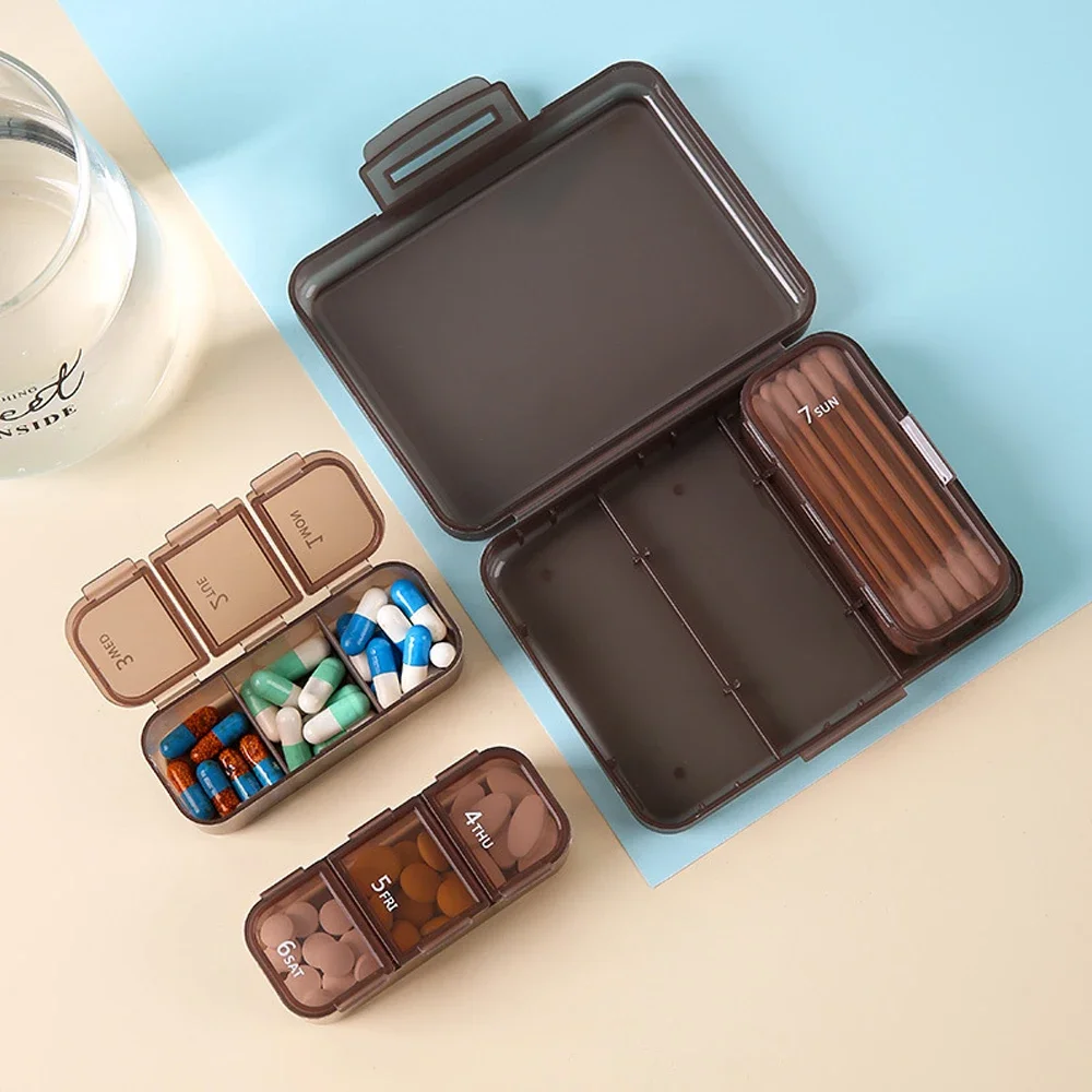 New Weekly Portable Travel Pill Cases Box 7 Days Organizer 7 Grids Pills Container Storage Tablets Vitamins Medicine Fish Oils