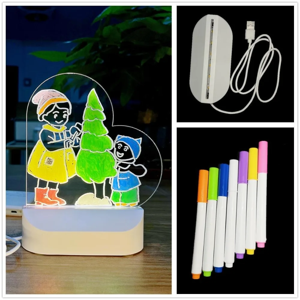 جديد LED لوحة رسم مضيئة لوحة تحديد أكريليك الأطفال رسم اللعب الكتابة على الجدران الملونة متوهجة لتقوم بها بنفسك تلوين ضوء الليل