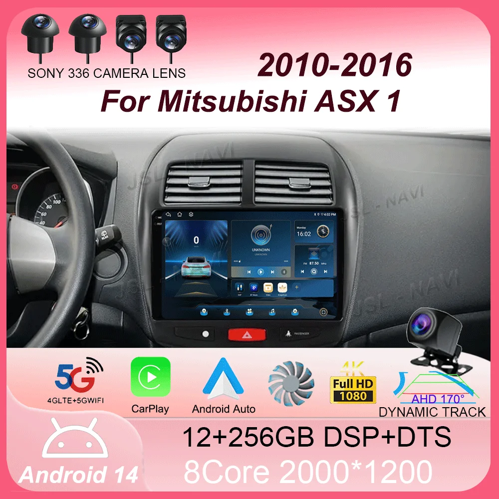 Car Radio Android 14 Carplay For Mitsubishi ASX 1 2010 2011 2012 2013 2014 2015 2016 GPS Multimedia Video Player 2din DVD Stereo