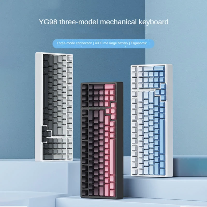 

MATHEW TECH YG98 RGB Customized Mechanical Keyboard 99keys Full-key Hot Swappable Three-mode Bluetooth 4000mAh for Gaming Office