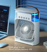 Ventilateur de climatisation portable Lenovo, mini refroidisseur d'air USB, humidificateur, pulvérisation de brume d'eau, lumière LED nocturne, ventilateur de refroidissement de bureau 5