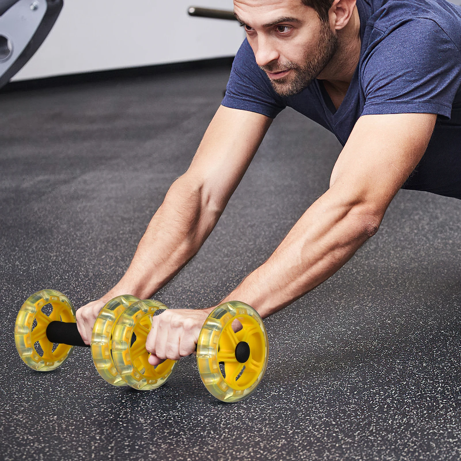 

Abdominal Wheel Fitness Roller For Men Women Durable Lightweight Exercise Equipment Dual Wheels Non-Slip Handle Strengthen Core