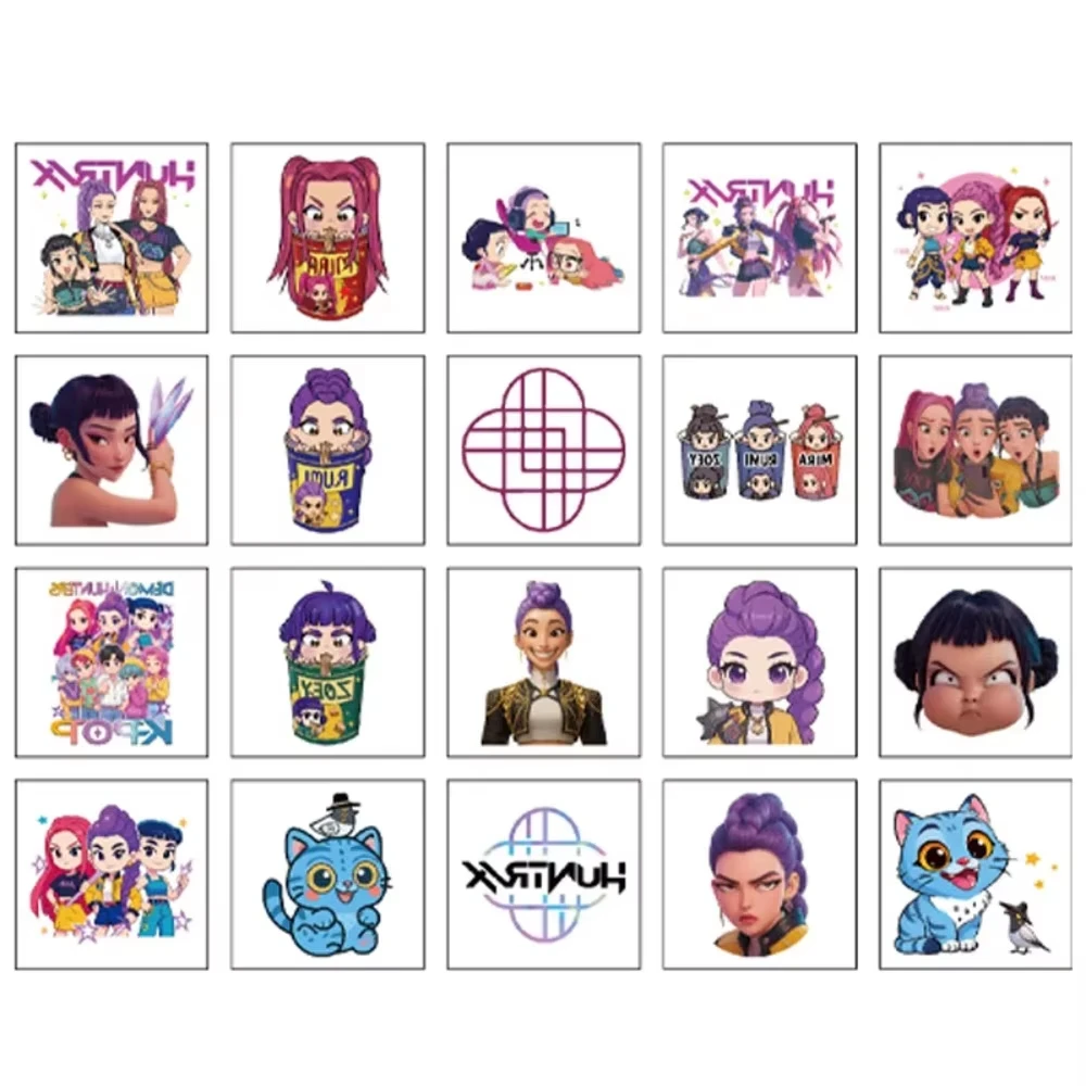20 Stück Heiße Cartoon-Anime-Kpop-Damon-Filmjäger Temporäre Tattoo-Aufkleber Rumi Kang Figuren-Design Party-Geschenke