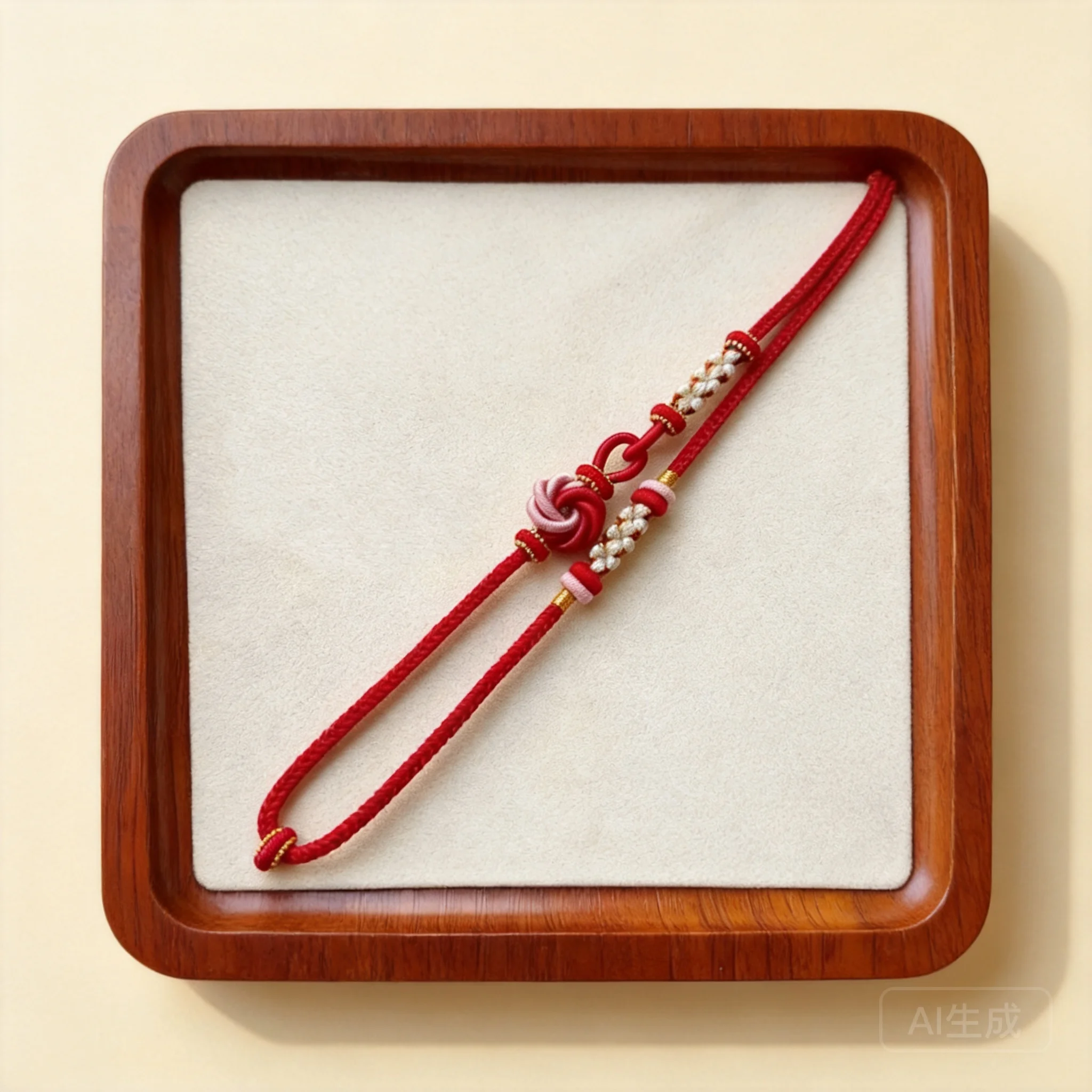 Traditional Chinese Lucky Blessing Eight Strand Red Rope Necklace Cord Handmade Mandala Peach Knot Adjustable Pendant String For