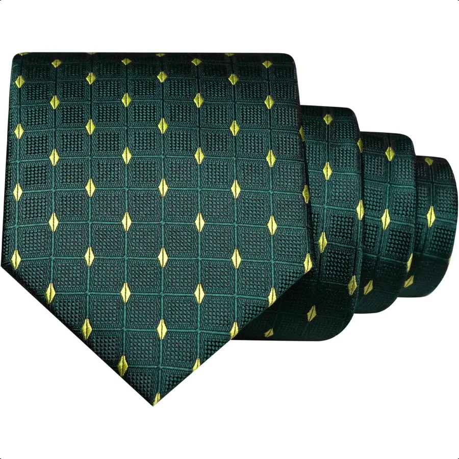 RBOCOTT Cravatte a quadretti scozzesi da uomo Cravatta e fazzoletto da taschino con fermacravatta Set di spille da bavero 4 pezzi