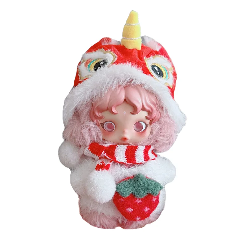 Pull en peluche doux à motif de fraise de dessin animé, adapté aux poupées idoles de 10 cm, accessoires vestimentaires, ensemble rouge, décoration du Nouvel An, collection de fans, cadeaux