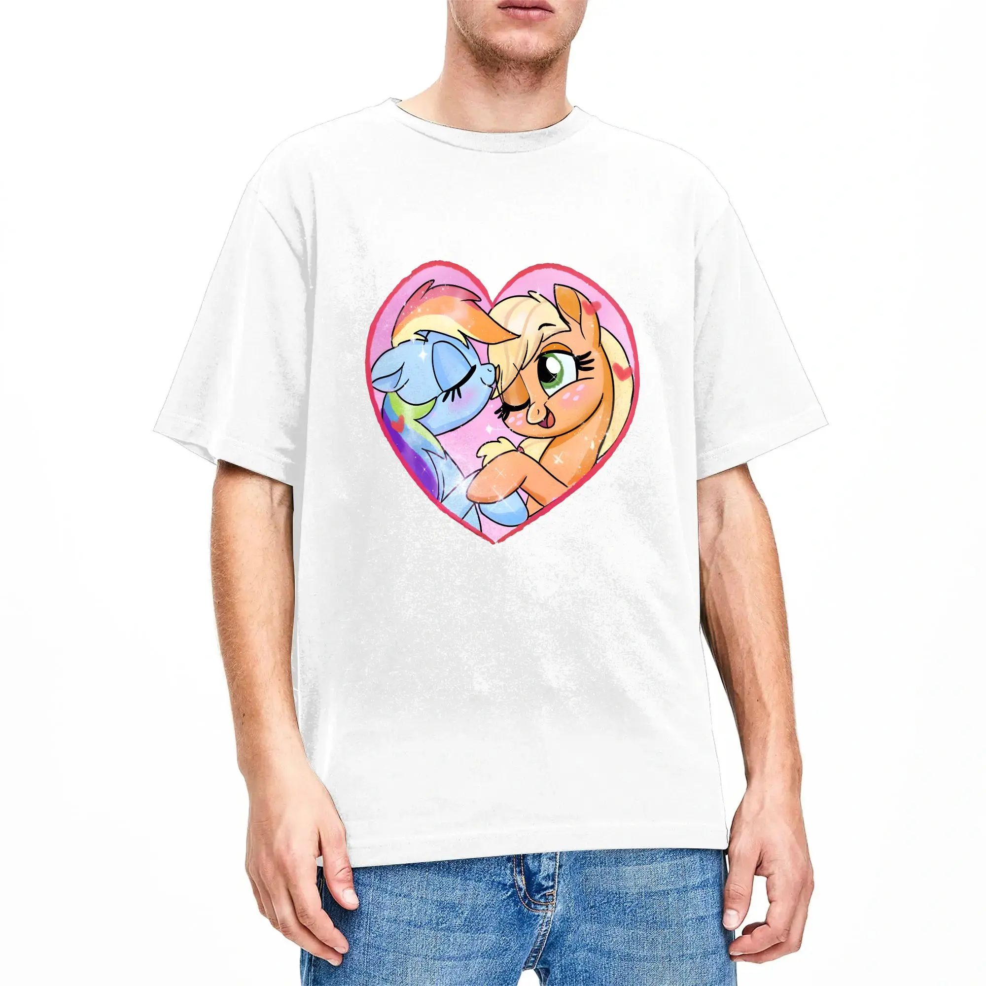 Rainbow Dash And Friends Herren-T-Shirt Appledash Neuheits-T-Shirt Kurzarm-T-Shirt mit Rundhalsausschnitt Baumwolle Neu eingetroffene Kleidung – Detail 7