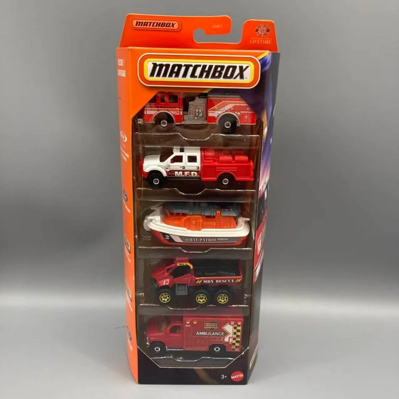 Matchbox 5-Pack C1817 Die-Cast Toy Car Models Off-Road Pickup Engineering Vehicles Collectible Metal Cars for Adult Toy Collecto