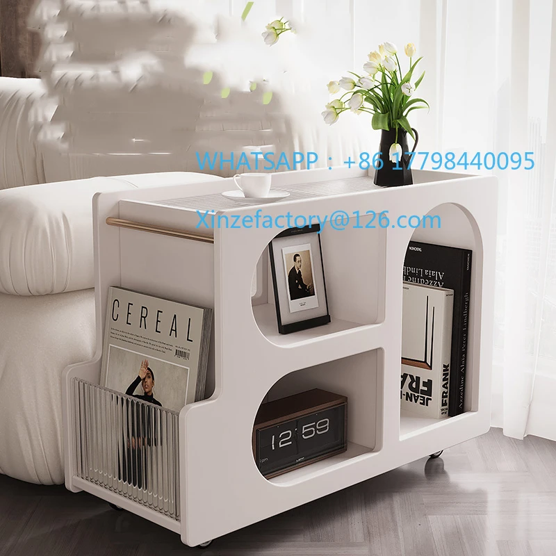 Customizable Narrow Storage Coffee Table Transparent Cart Cabinet Small Black Mesas De Centro Sala