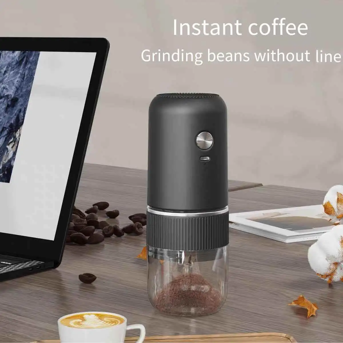 

Ручная кофемолка с ротационной регулировкой помола, портативная USB-кофемолка для дома, автоматическая