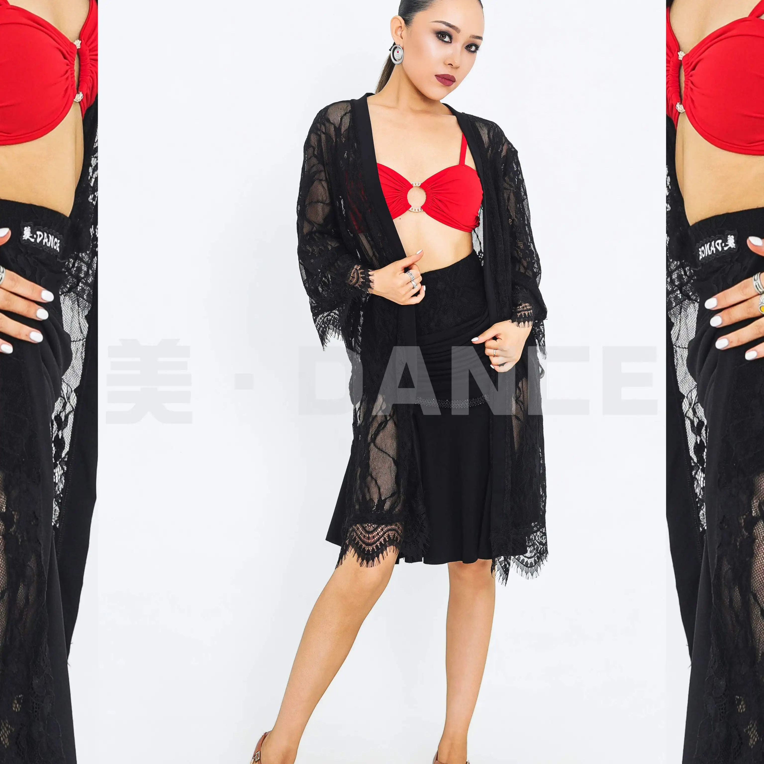 New Lace Cardigan Women Latin Dance Clothes White Black Loose Coat Practice Clothing Ballroom Dance Costume Sext Tops SS2797