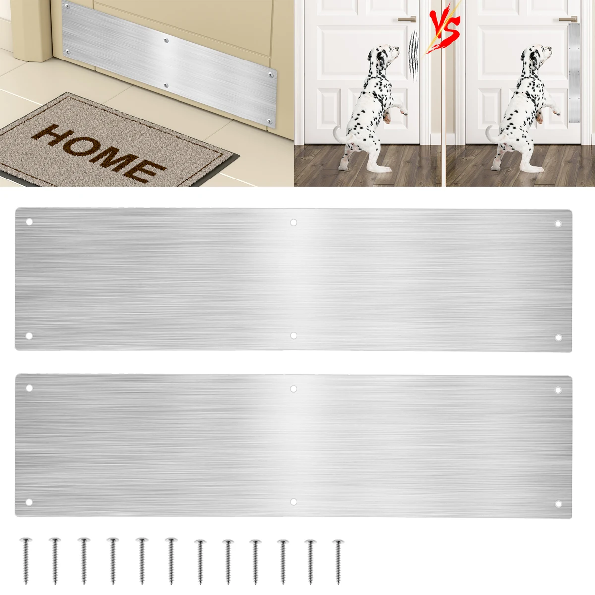 

2PCS Door Kick Plates 4 X 16 Inch Door Bottom Anti-Scratch Door Protectors Prevent Pets from Scratching Doors