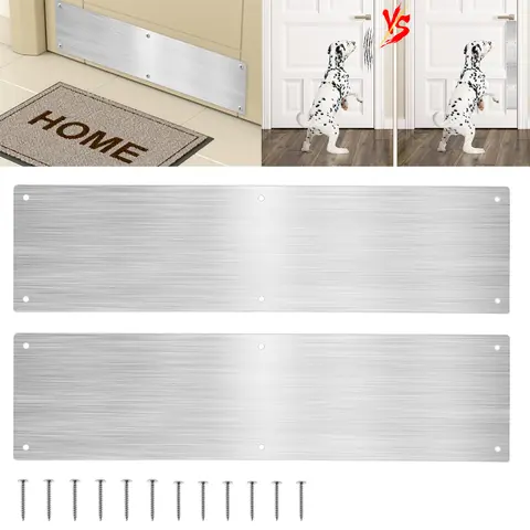 2PCS Door Kick Plates 4 X 16 Inch Door Bottom Anti-Scratch Door Protectors Prevent Pets from Scratching Doors