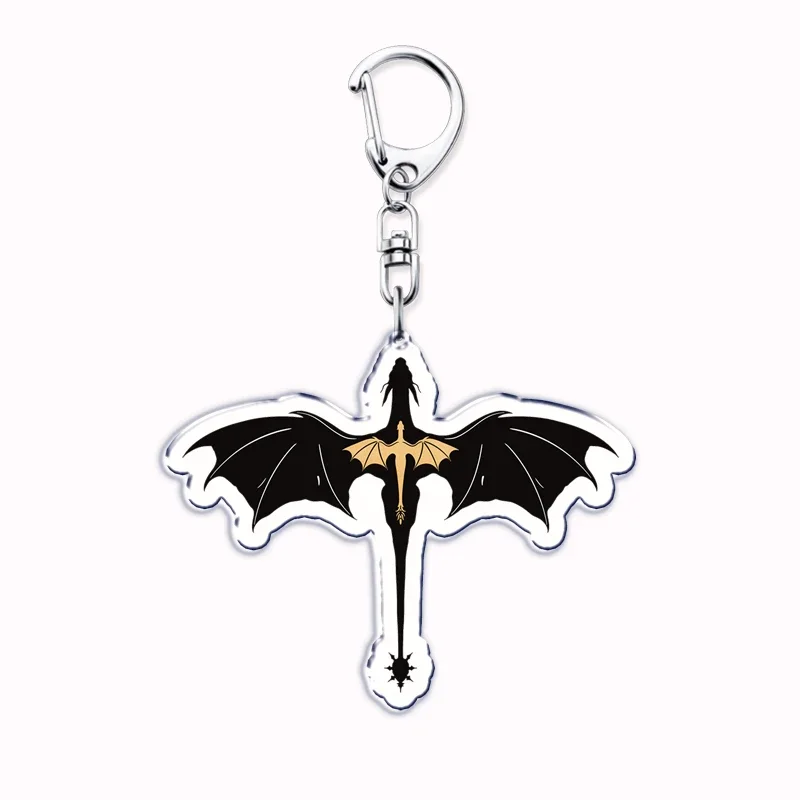 Popular Basgiath War College Fourth Wing Black Dragon Keychain Pendant Car Key Chain Jewelry Men Children Fans Gifts Accessories