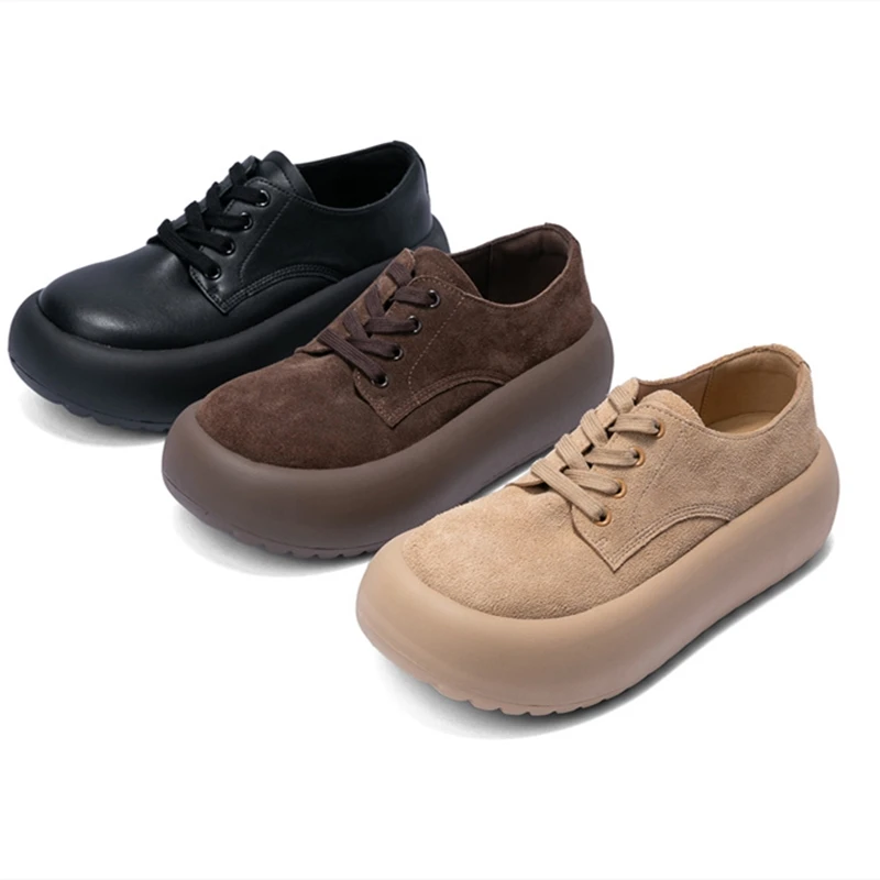 

2026 new women's shoes Thick-soled lace-up platform shoes female Large-size casual sports shoes for women