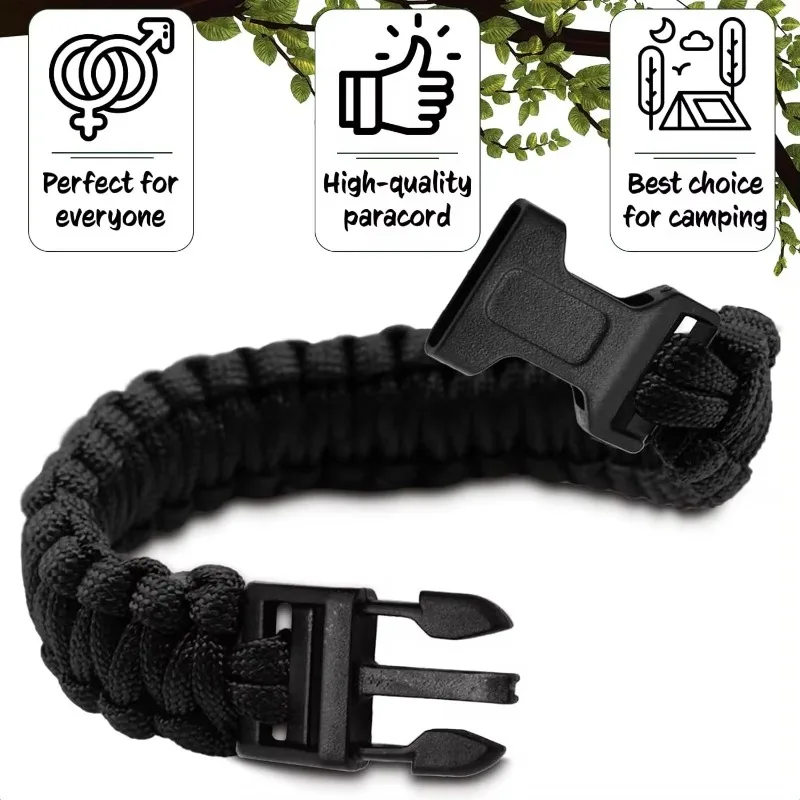 Fashion 7-core Woven Paracord Bracelet With Durable Plastic Clips For Outdoor EDC Emergency Survival Camping Hiking Accessory