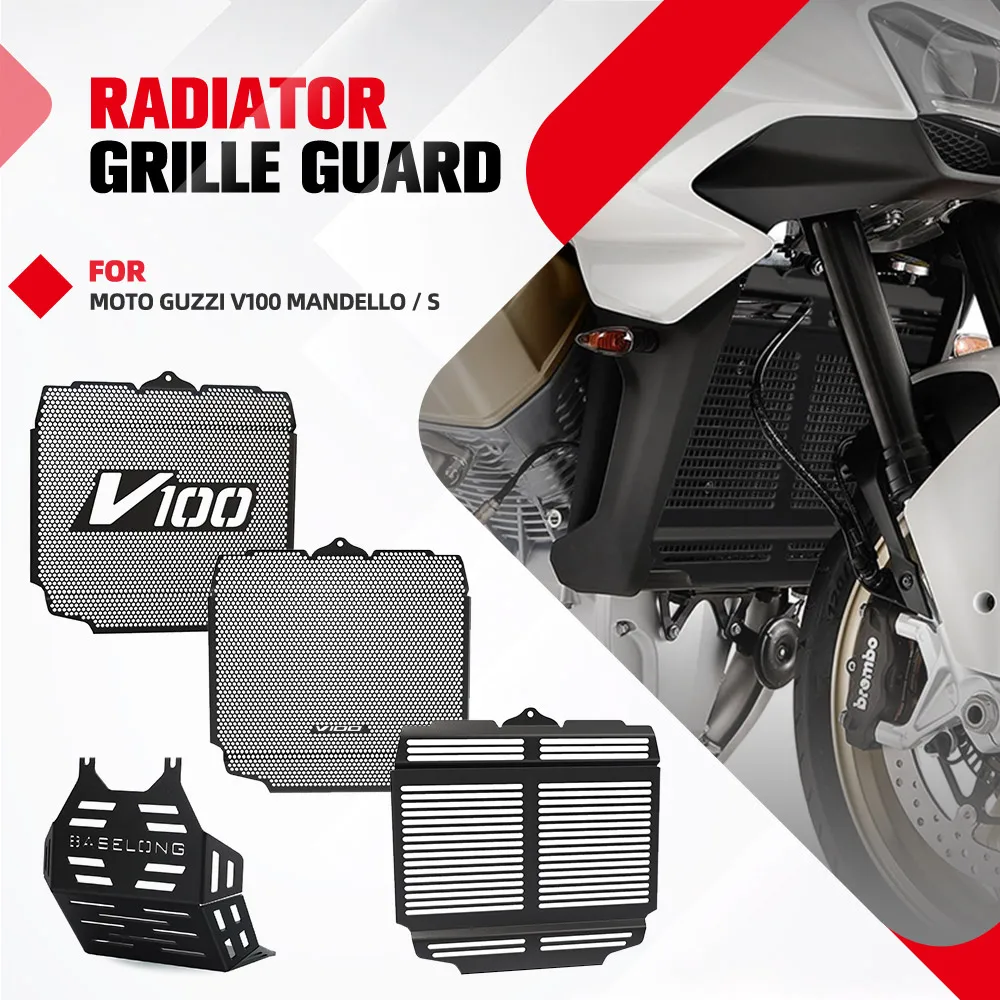 For Moto Guzzi V100 Mandello / S Motocycle Raditor Guard Cylinder Head Engine Water Tank Protector Skid Plate Bash Frame Guared