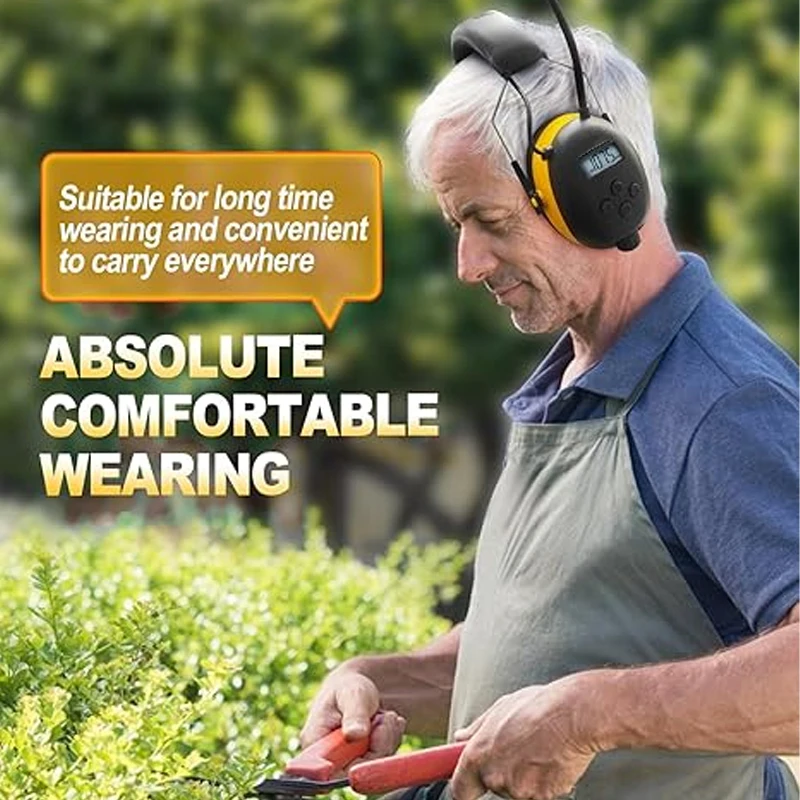 NEW Upgraded 5.3 Bluetooth Hearing Protection AM FM Radio Headphones, Noise Reduction Safety Earmuffs for Mowing Lawn Work