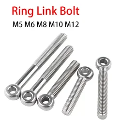 M5 M6 M8 M10 M12 A2-70 304 Stainless Steel Ring Link Bolt Fisheye Eye Slip Hole Screw Machinery Shoulder Lifting Eye Bolts