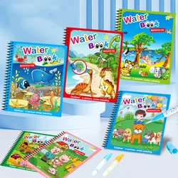Children Early Education Toys Magical Book with Pen Water Drawing Montessori Toys Gift Reusable Coloring Book Magic Drawing Book