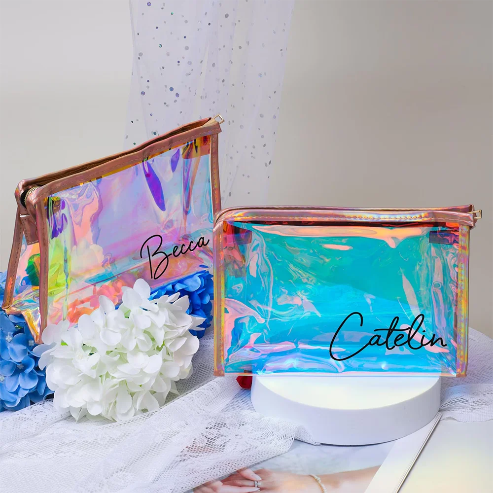 

Personalized Makeup Bag Clear Cosmetic Bag Bridesmaid Gift Travel Bachelorette Party Accessories Festival Decoration Supplies
