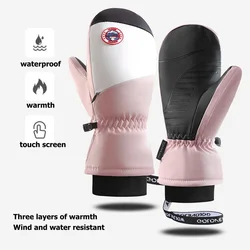 Ski Gloves Women's Winter Cycling Cold-proof Warm-proof Water-splashing and Windproof  Tram Thickened Cotton Hand Stuffing