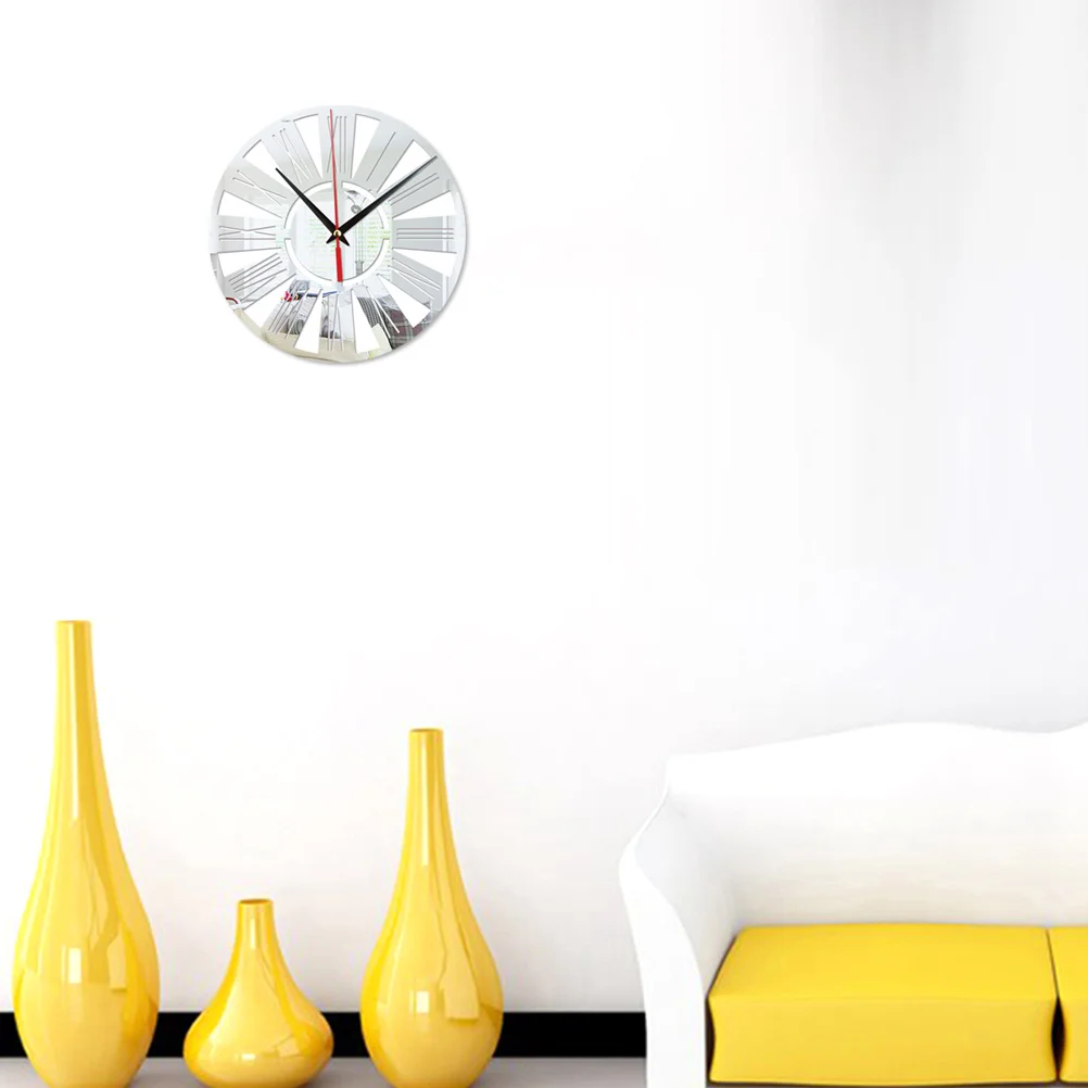 

Acrylic Wall Clock Round Roman Numerals Modern Silent Quartz Hanging Clock For Kitchen Home Decor Living Room Bedroom Office Art