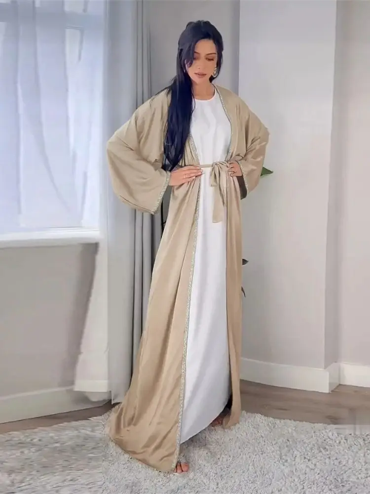 Abaya abierta de Ramadán para mujer, Kimono musulmán islámico, modesto vestido, ropa de oración, bata Kebaya Kaftan, vestido de pavo