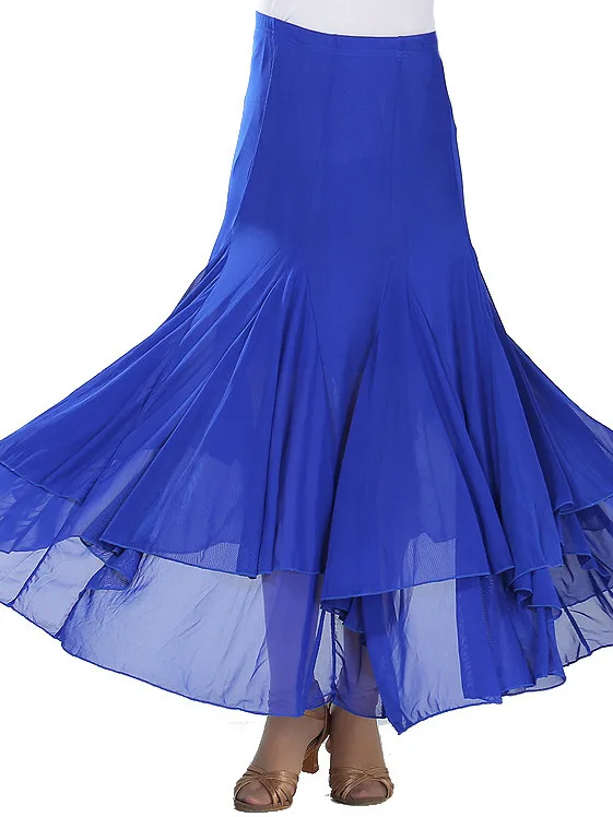 Ballroom Dancing Social Dance Half Length Skirt Square Dance Gauze Long Skirt Dance Competition Performance Costume