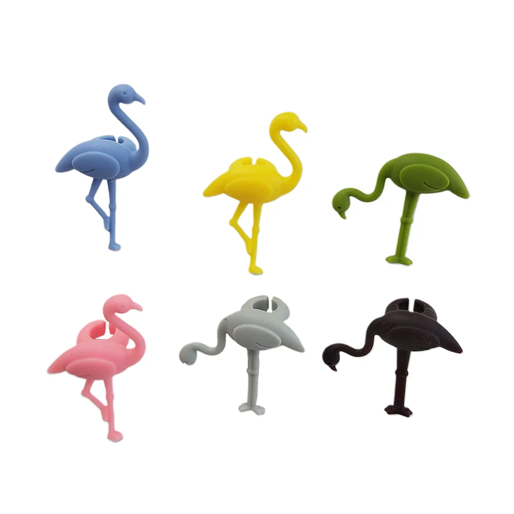 6 PCS Glass Recognizer Drink Markers for Party Labels Cartoon Silicone Flamingo Charms Bridesmaid Cocktail Glasses