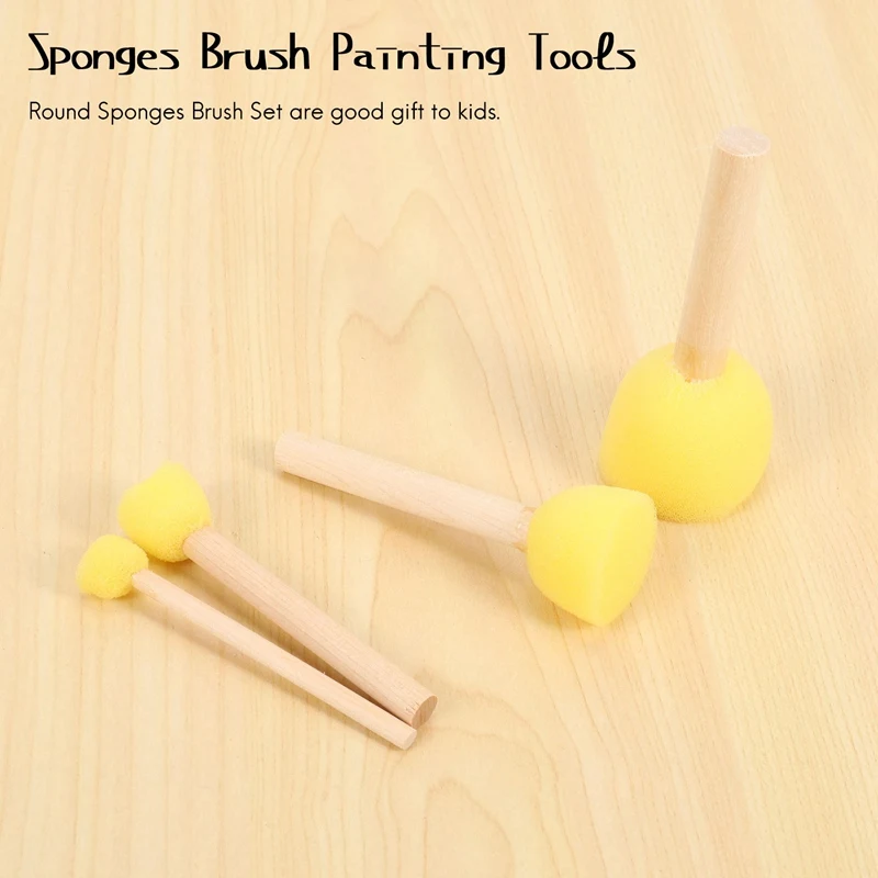 48-Piece Round Sponge Brush Set-Children's Painting Tools-Sponge Painting Stippler Set 4 Sizes Of DIY Painting Tools