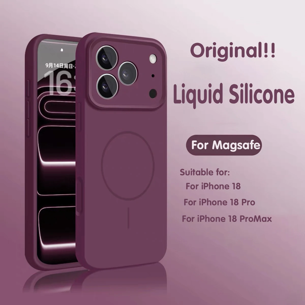 Funda Magnética de Silicona Líquida Original para iPhone 18 17 16Plus 16E 15 14 13 Pro Max, Compatible con Carga Magsafe, Acabado Mate, Suave