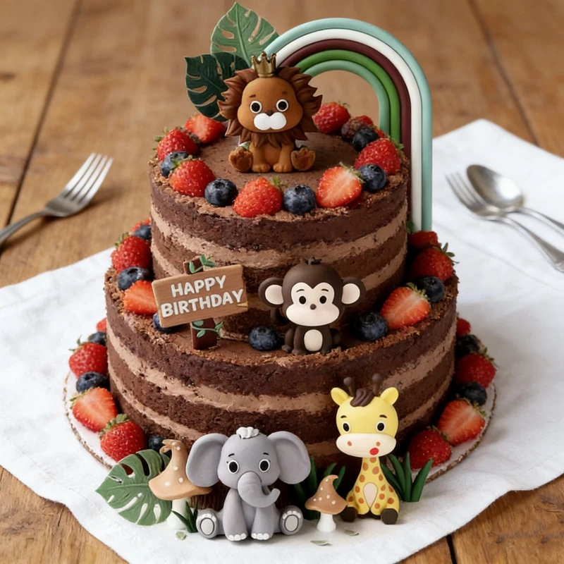 Safari Dschungel Wildtier Kuchen Topper Giraffe Elefant Affe Löwe Wald Tier Puppen Kinder Geburtstag Partybevorzugung Kinder Geschenke