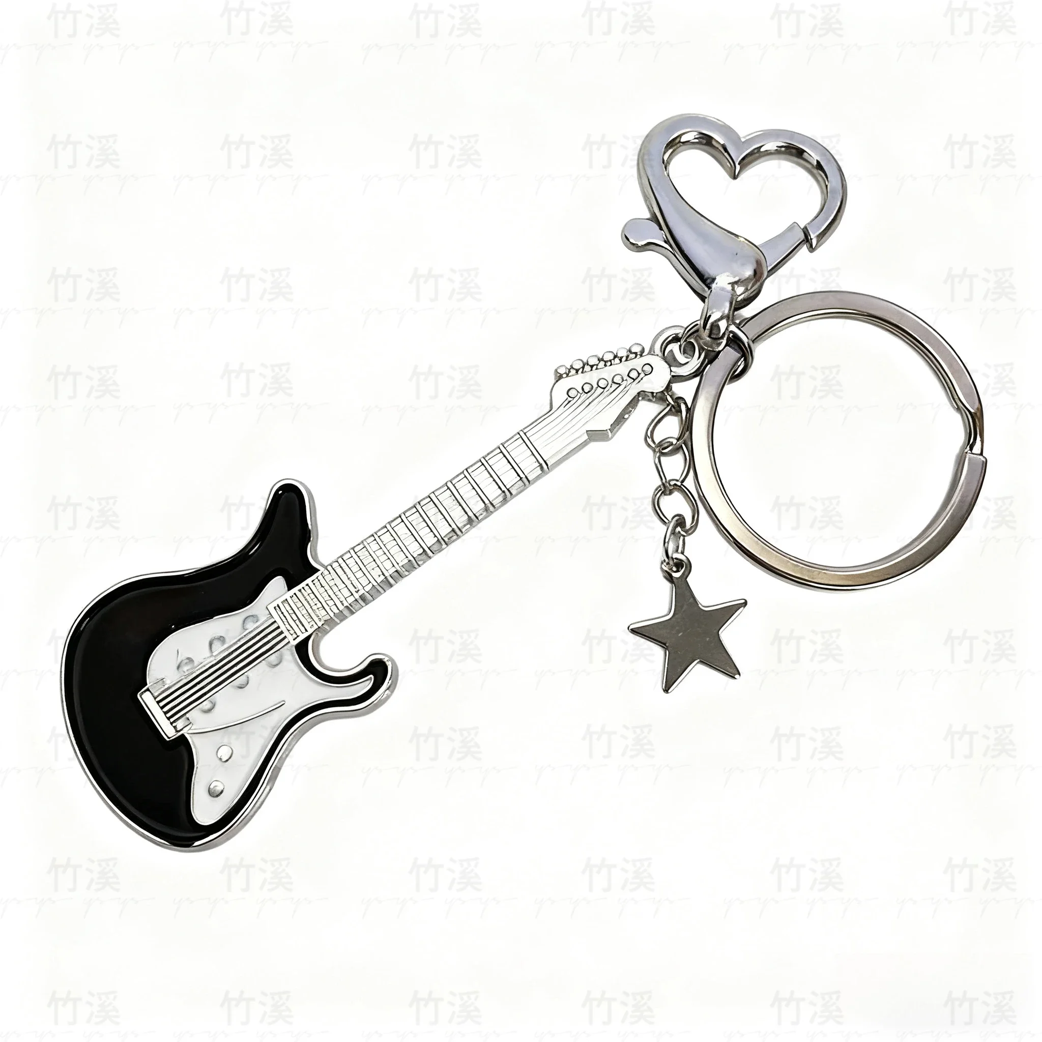 Collar de selección de guitarra, joyería Punk Rock con estrella de corazón, regalo de pareja unisex, accesorio musical vintage