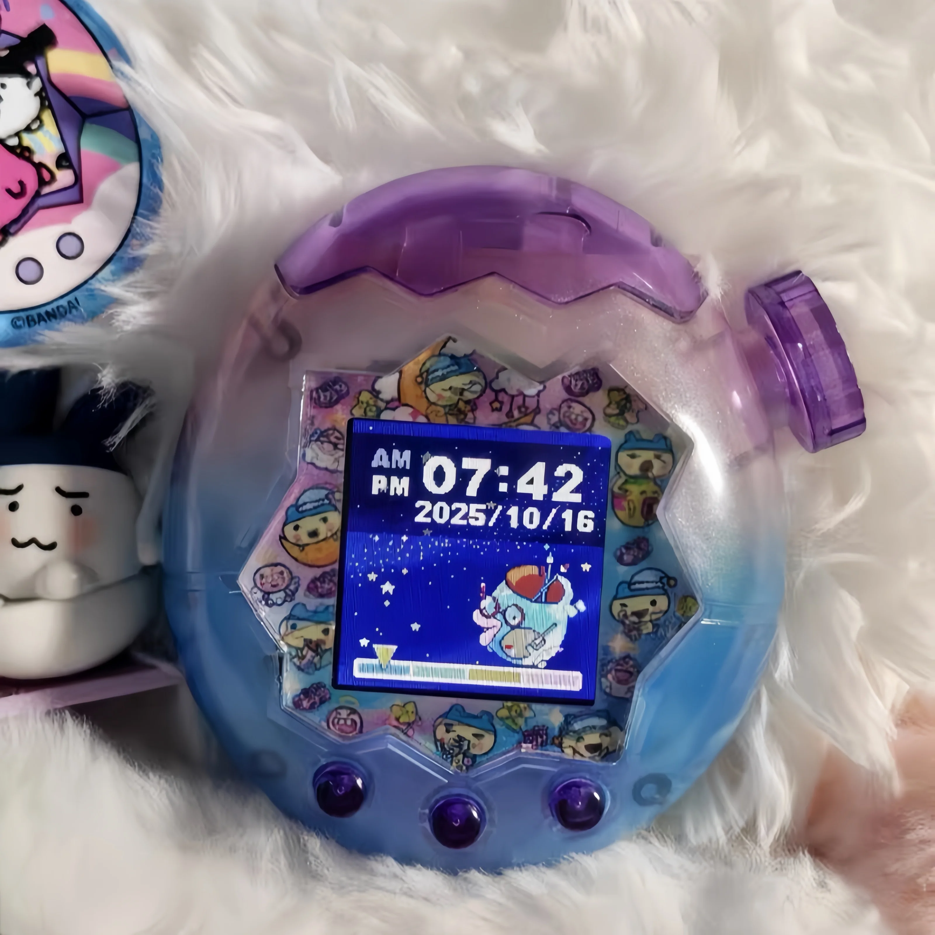 Tamagotchi Happy Garden Transparent Blau Lila Farbverlauf Fertigprodukt Ersatzschale mit Bildschirm ohne Panelpapier