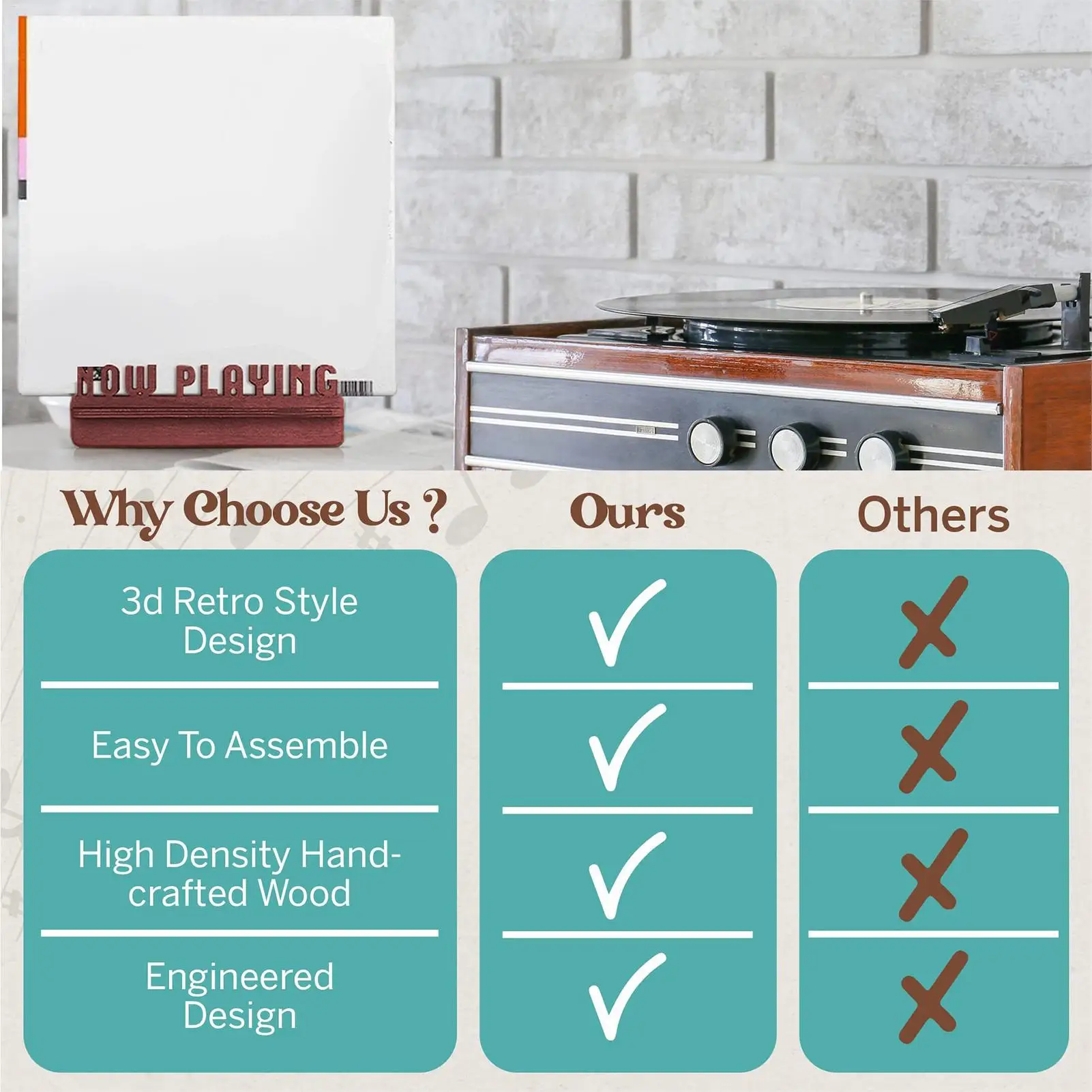 Playing Record Holder Playing Wood Stand Record Storage Rack Album Storage Shelves Holds Up To 5 LP For Home Decoration Holder image 4