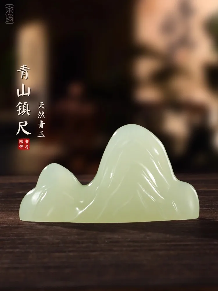 Chinese Jade Paperweight, Calligraphy Brush Holder, Desk Paper Weight for Writing, Elegant Office Gift Idea